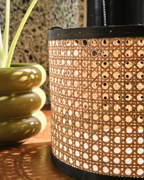 Hilary Round Basket - Large Weave Tall with Black Trim