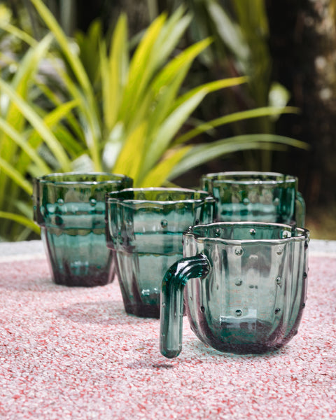 Cactus Stackable Glass Cups - Set of 4