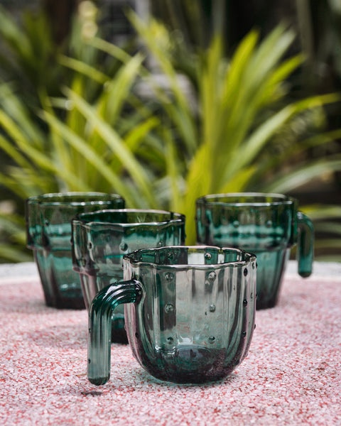 Cactus Stackable Glass Cups - Set of 4