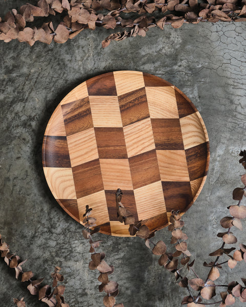 Hayes Zig Zag Checkerboard Wooden Plate