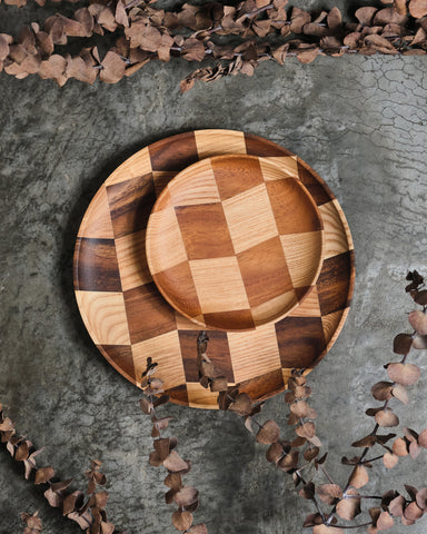 Hayes Zig Zag Checkerboard Wooden Plate