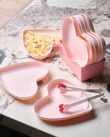 Heart Shape Plate with Holder - Set of 8