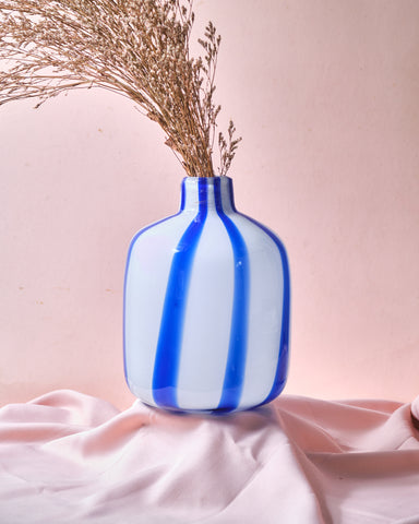 Lou Blue Stripes Vase - Small Neck