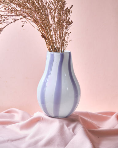 Lou Pear-Shaped Light-Blue Stripes Vase