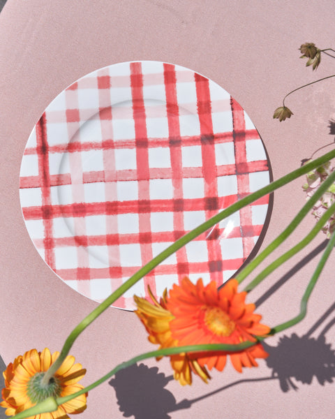 Mogu Checkered and Mushroom Plate Set of 2