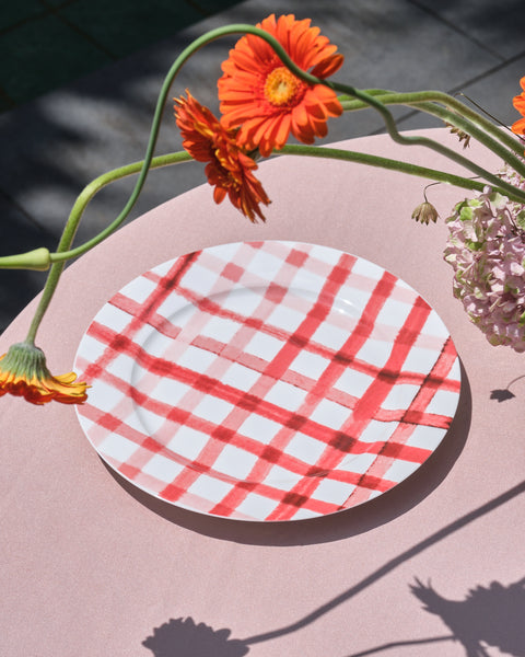 Mogu Checkered and Mushroom Plate Set of 2
