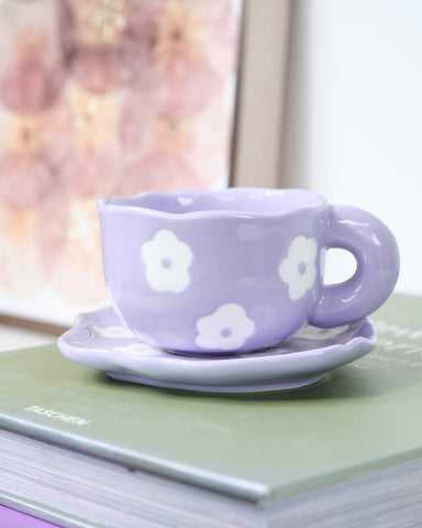Summer Daze Purple Flower Cup and Saucer