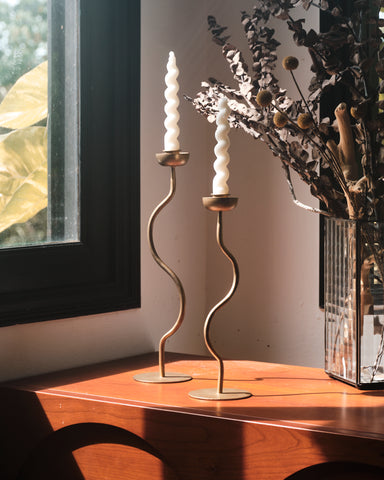 Wavy Gold Candle Holders
