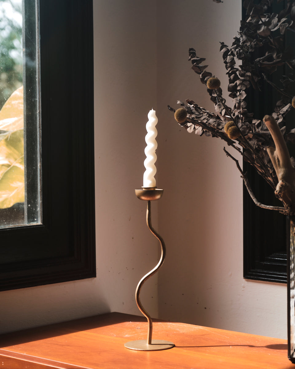 Wavy Gold Candle Holders