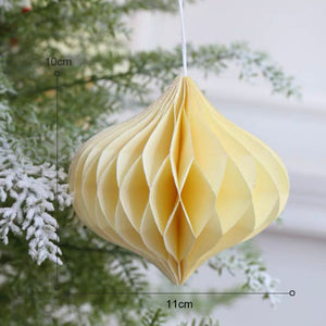 Noel Onion-Shaped Paper Christmas Tree Hanging - White