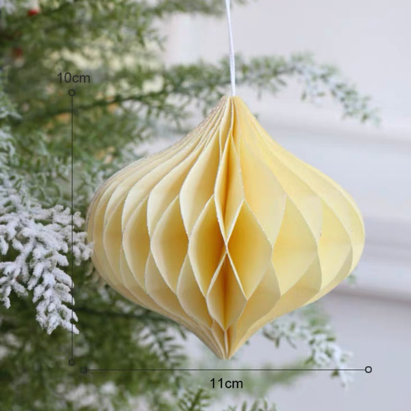 Noel Onion-Shaped Paper Christmas Tree Hanging - White