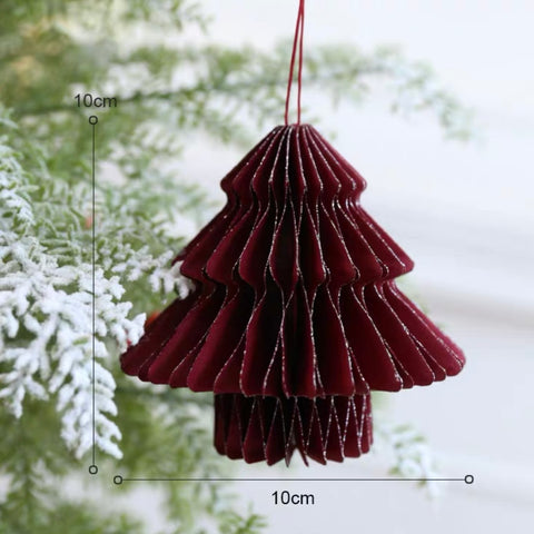 Noel Christmas Tree-shaped Paper Hanging - Red