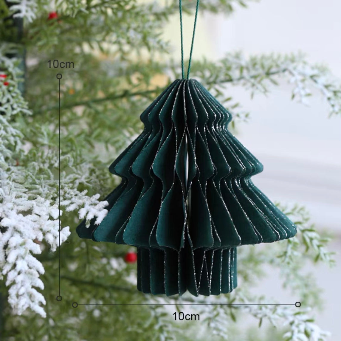 Noel Christmas Tree-Shaped Paper Hanging - Green