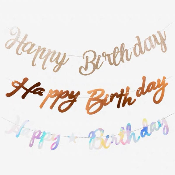 Birthday Banner (Iridescent Handwriting)