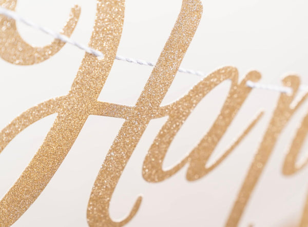 Birthday Banner (Gold Handwriting)
