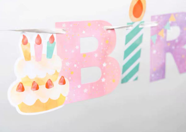 Elsie Happy Birthday Banner - Pastel