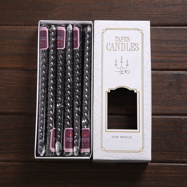 Rina Candle Set - Metallic Black (Set of 12)