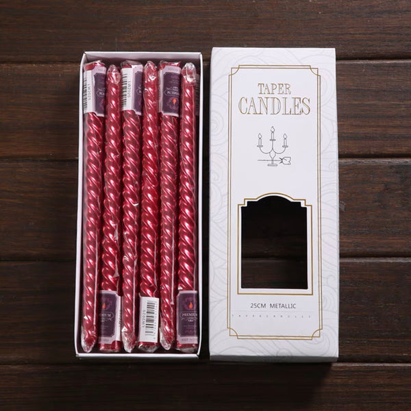 Rina Candle Set - Metallic Red (Set of 12)