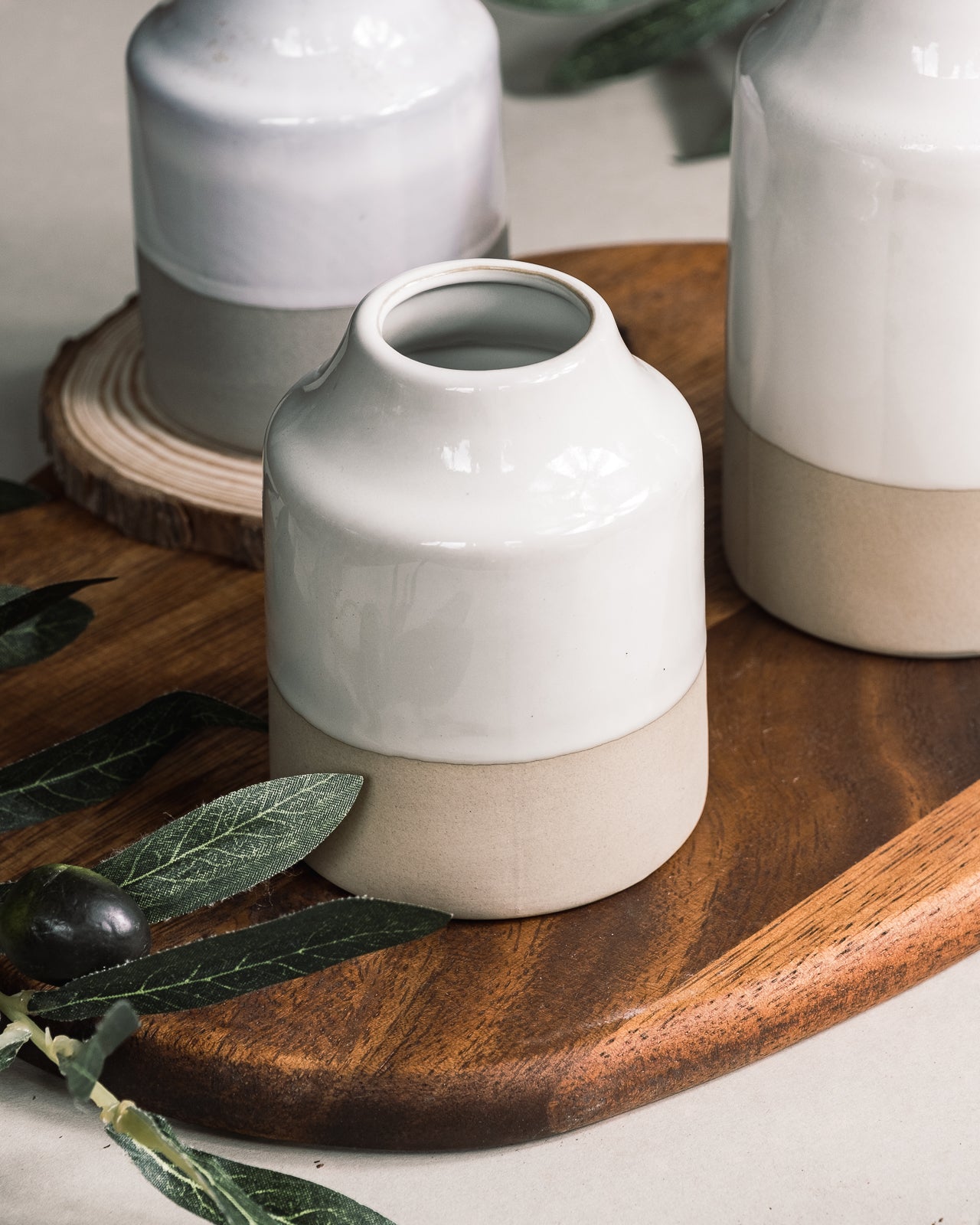 Artefact Greige Bottom Ceramic Vase