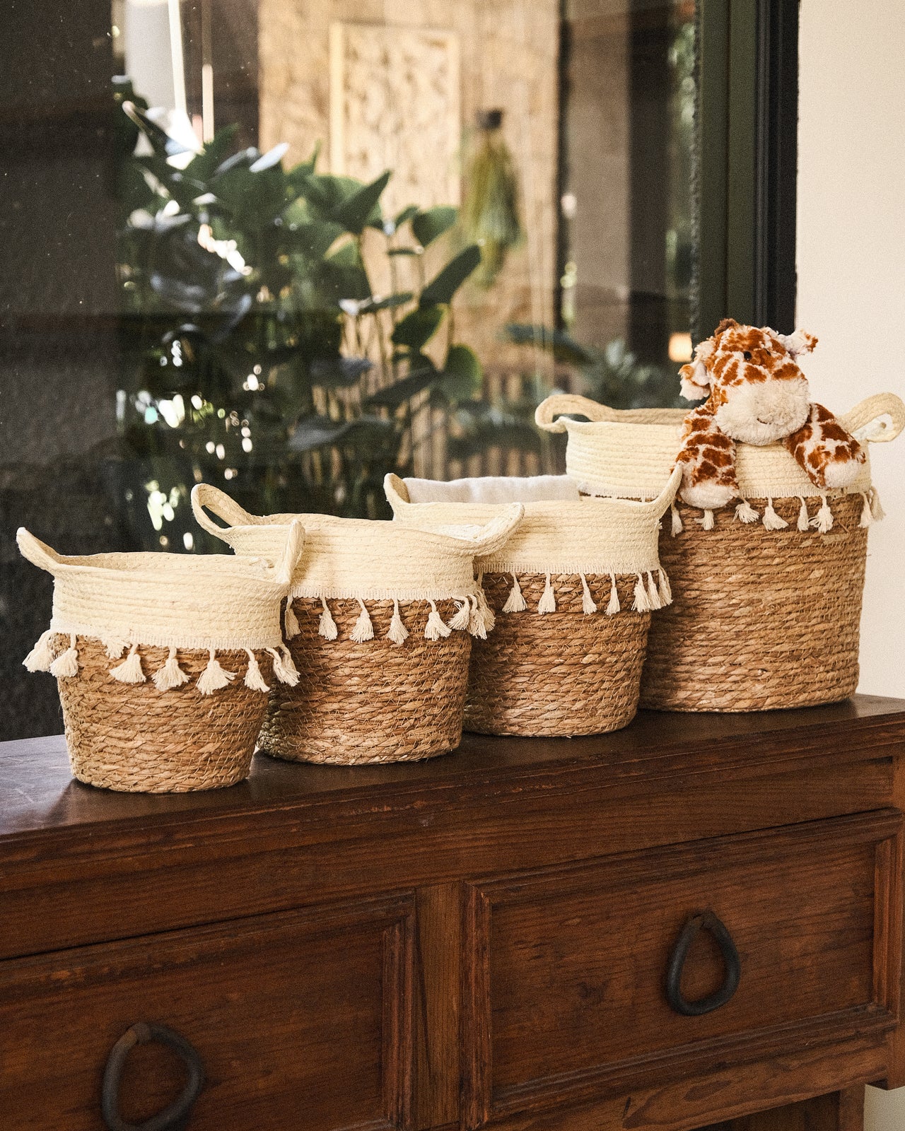 Basket with Tassels - Medium