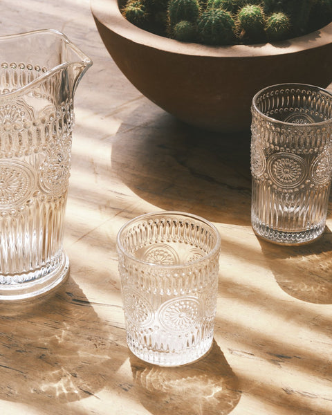 Carlotta Vintage Embossed Glass Cups