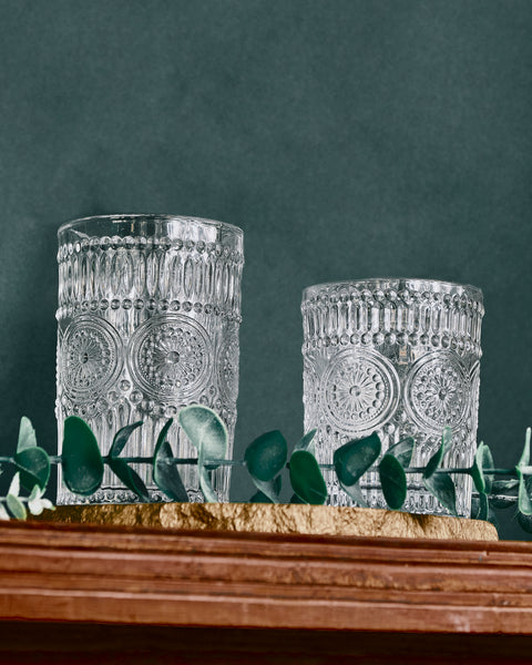 Carlotta Vintage Embossed Glass Cups