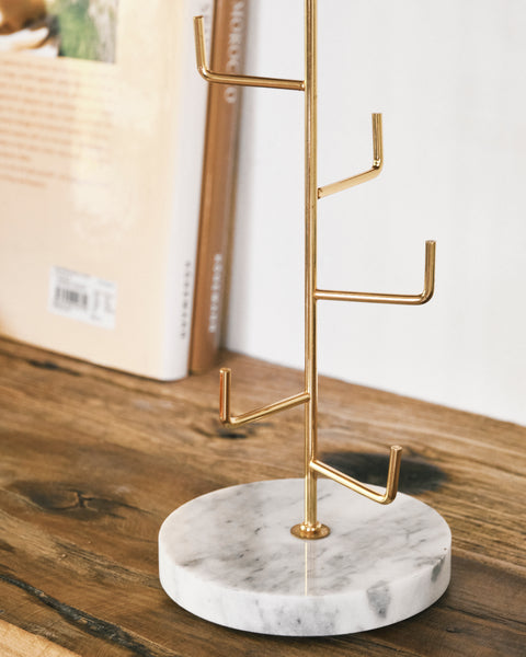 Gold Jewelry Stand with Marble Base
