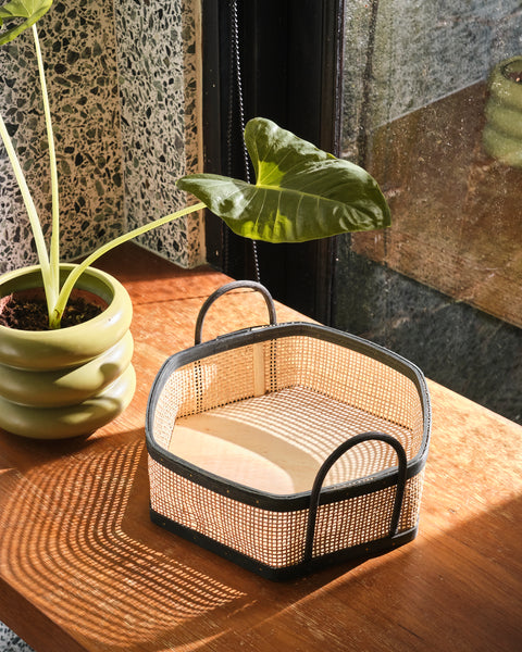 Hilary Hexagon Basket - Small Weave Black Trim