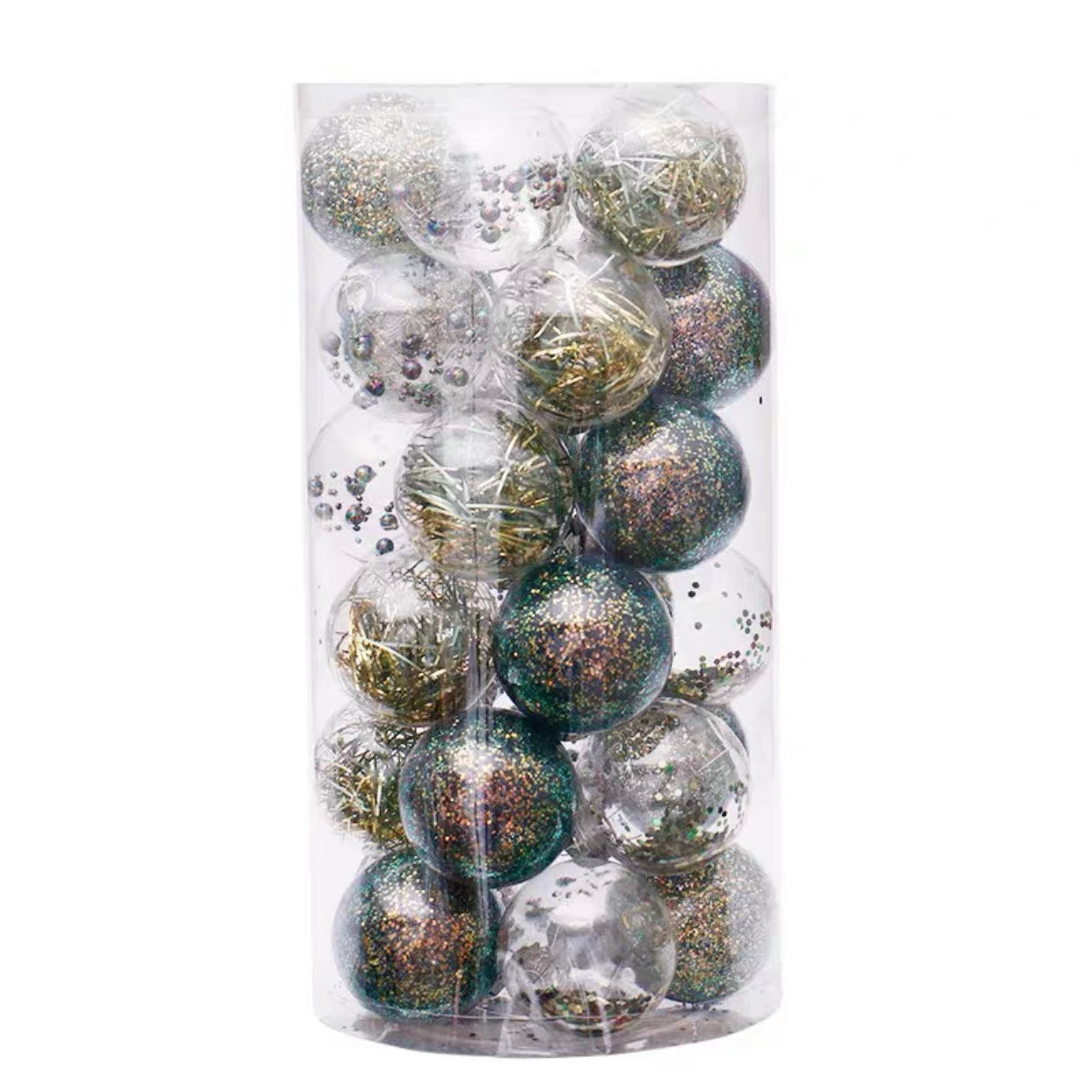 Assorted Peacock Gold Xmas Baubles - Set of 30