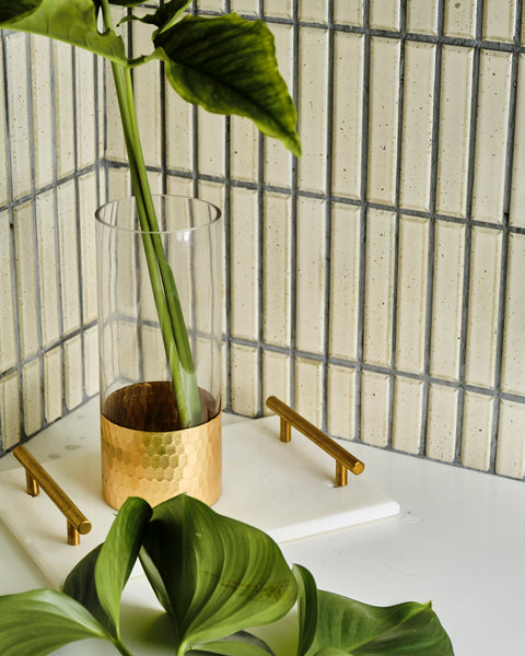 Kamala Hammered Gold Bottom Vase - Cylindrical