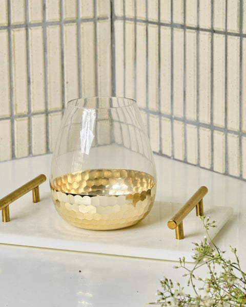 Kamala Hammered Gold Bottom Vases - Small Teardrop
