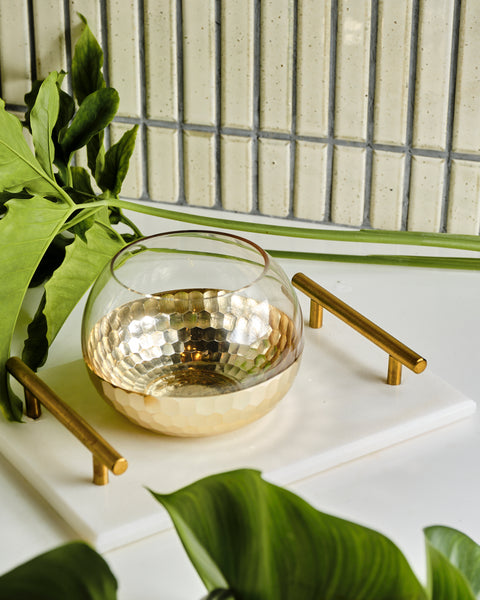 Kamala Hammered Gold Bottom Vases - Fishbowl