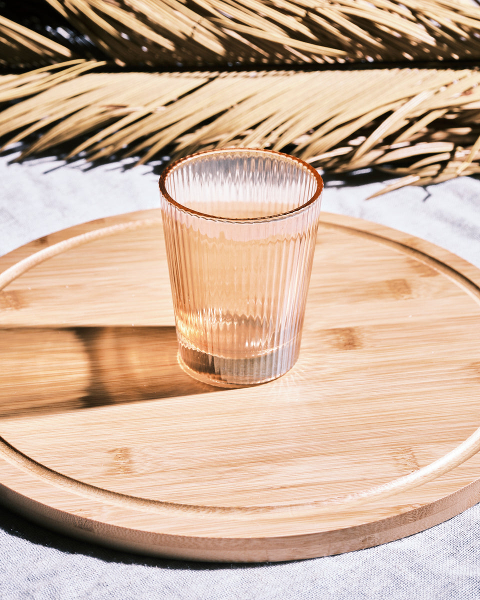 Costa Ribbed Tapered Water Glass - Burnt Amber – Crane Living