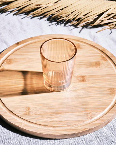 Costa Ribbed Tapered Water Glass - Burnt Amber