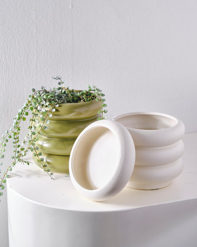 Marshmallow Matte Vase - Large with detachable base tray