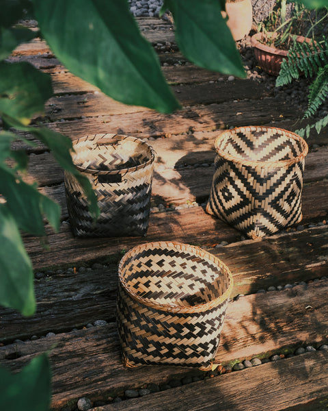 Masai Mara Bamboo Basket - Medium with Handle