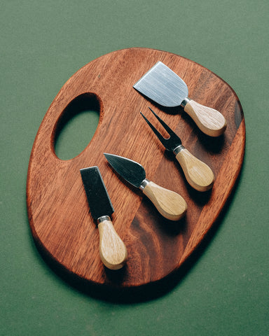 Oak Wooden Cheese Knives Set
