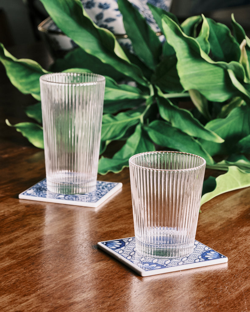 Costa Ribbed Tapered Water Glass - Short – Crane Living