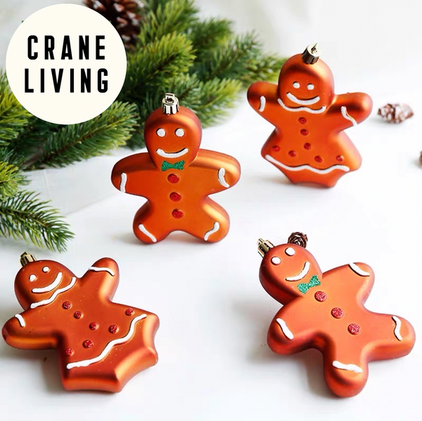 Gingerbread Folks Hanging Christmas Ornament - Set of 4