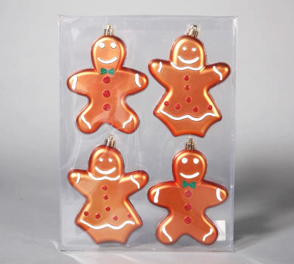 Gingerbread Folks Hanging Christmas Ornament - Set of 4