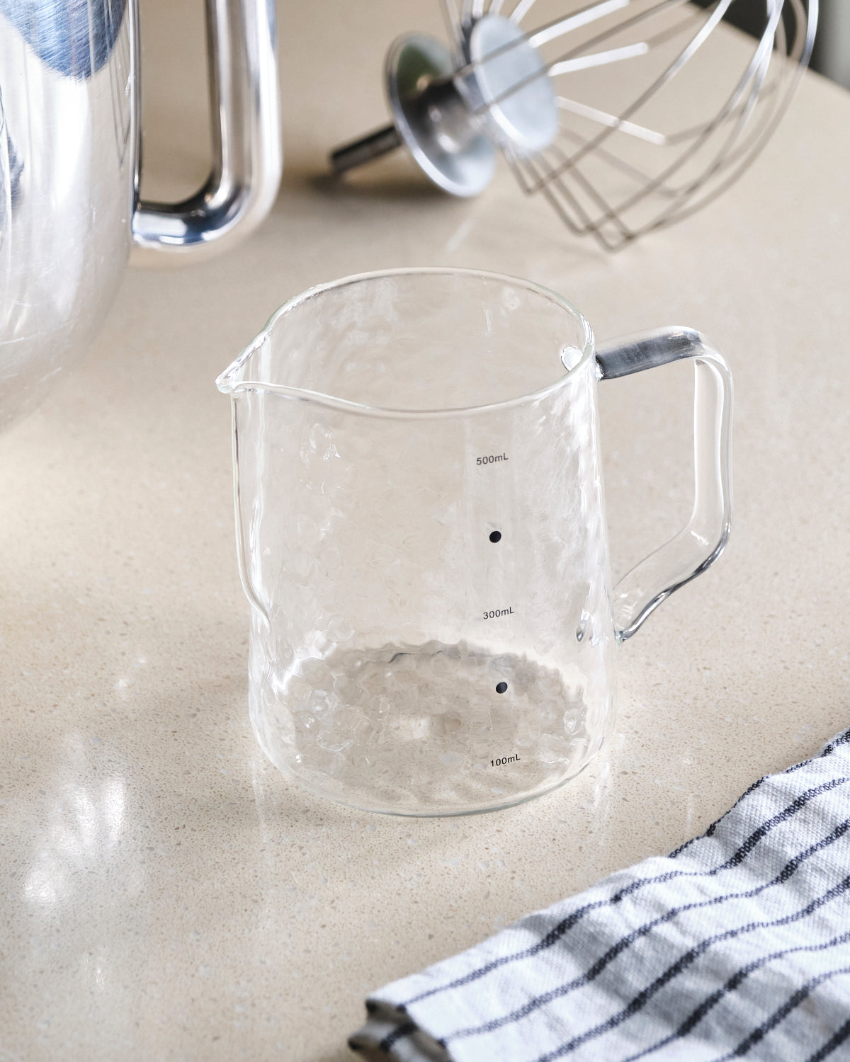 Textured Surface Glass Measuring Jug