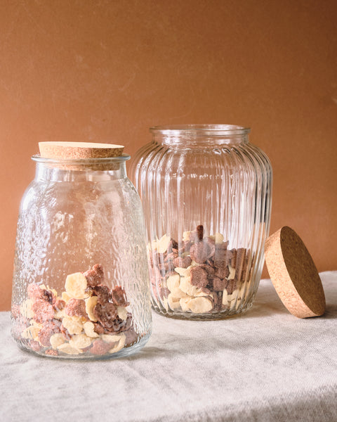 Bistro Glass Storage Jar with Cork Cover - Striped