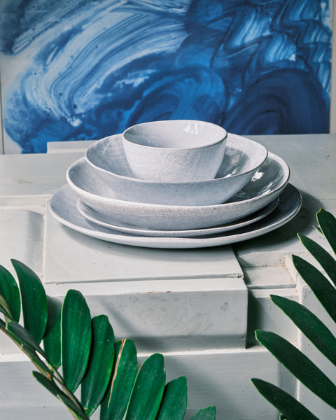 White Denim Dinner Plate - Large